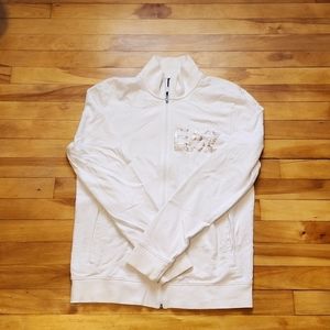 Emporio Armani EA7 track jacket. White with silver and orange logo. Size M.